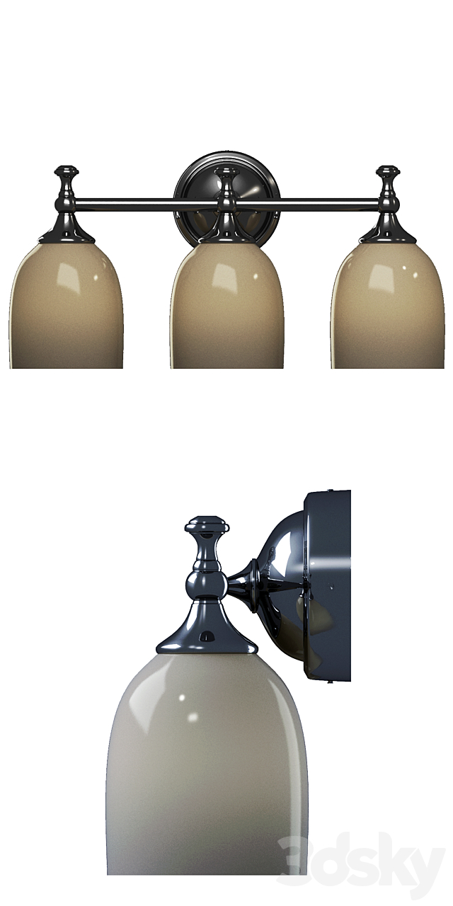 Pottery barn Mercer Triple Sconce 3DS Max Model - thumbnail 2