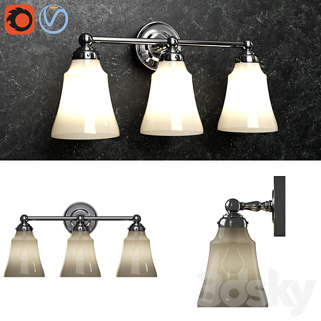 Pottery barn Sussex Triple Sconce 3ds Max - thumbnail 1