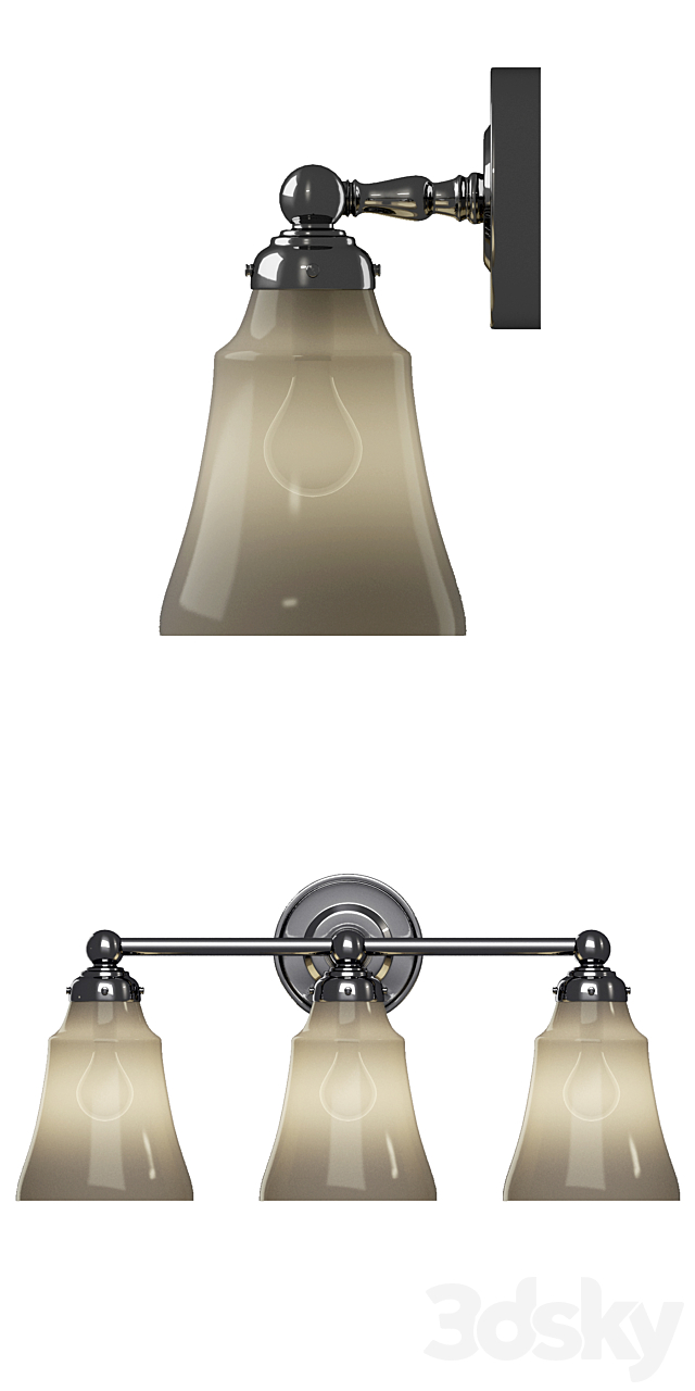 Pottery barn Sussex Triple Sconce 3ds Max - thumbnail 2