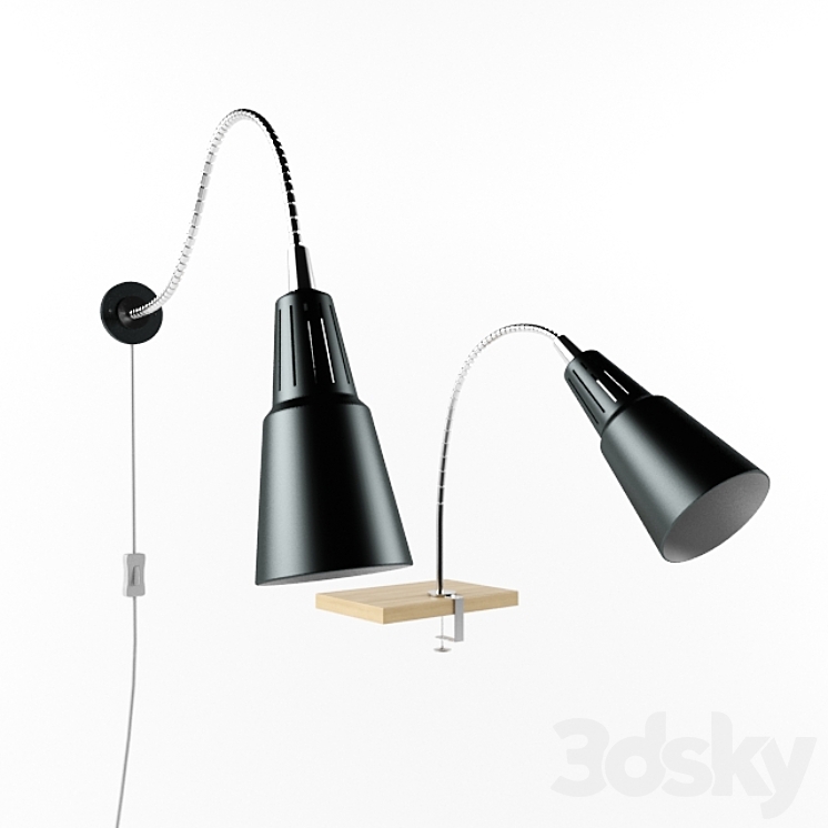 Quart Wall spotlight \/ lamp with clamp IKEA 3DS Max - thumbnail 1