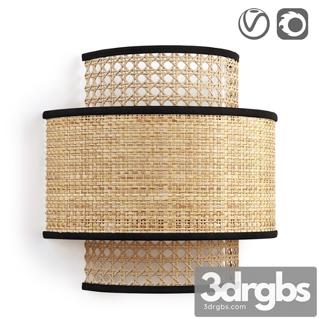 Raffia and woven rattan lampshade, dolkie - thumbnail 1