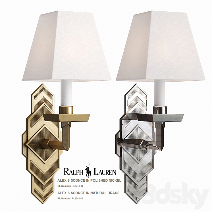 Ralph Lauren Alexis Sconce RL2244PN RL2244NB 3DS Max - thumbnail 1