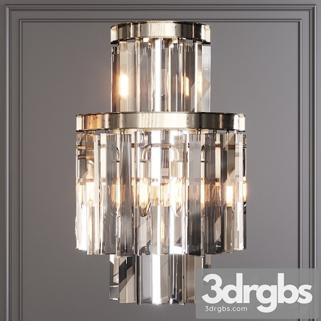 Restoration hardware 1920s odeon clear glass fringe sconce 3-tier nickel 3dsmax Download - thumbnail 1