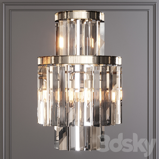 Restoration Hardware 1920S ODEON CLEAR GLASS FRINGE SCONCE 3-TIER Nickel 3DSMax File - thumbnail 1