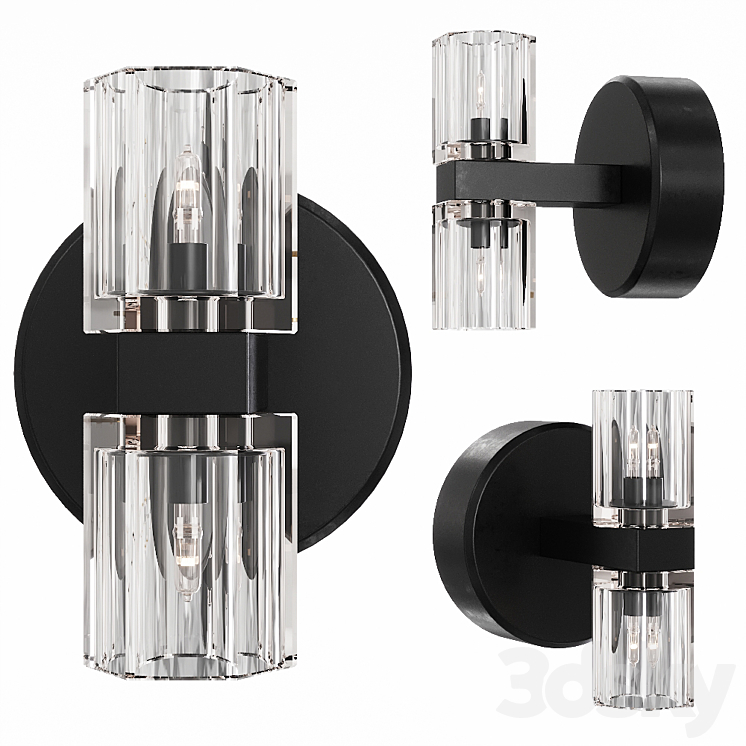 Restoration Hardware ARCACHON DOUBLE SCONCE Black 3DS Max Model - thumbnail 1