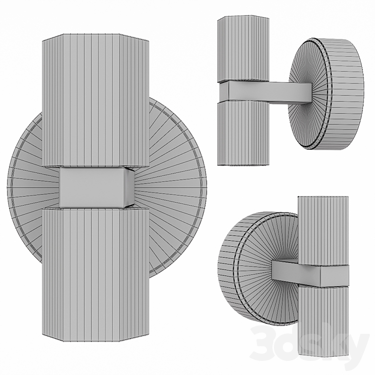 Restoration Hardware ARCACHON DOUBLE SCONCE Black 3DS Max Model - thumbnail 2