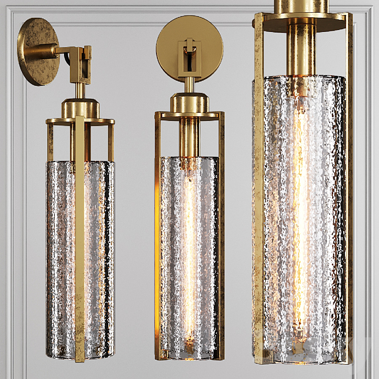 Restoration Hardware ARPEGE CAST GLASS CYLINDER SCONCE Brass 3DS Max - thumbnail 1