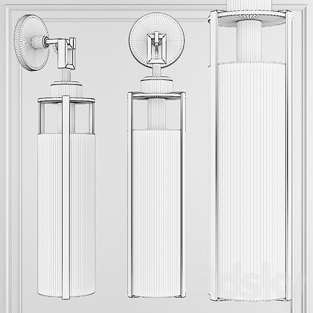 Restoration Hardware ARPEGE CAST GLASS CYLINDER SCONCE Brass 3DSMax File - thumbnail 2