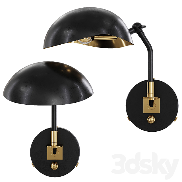 Restoration Hardware CONVESSI SCONCE 10 Black and Brass 3DSMax File - thumbnail 1