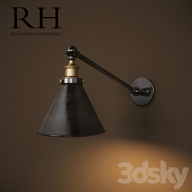 Restoration Hardware LIBRARY SCONCE SINGLE AGED STEEL 3ds Max - thumbnail 1