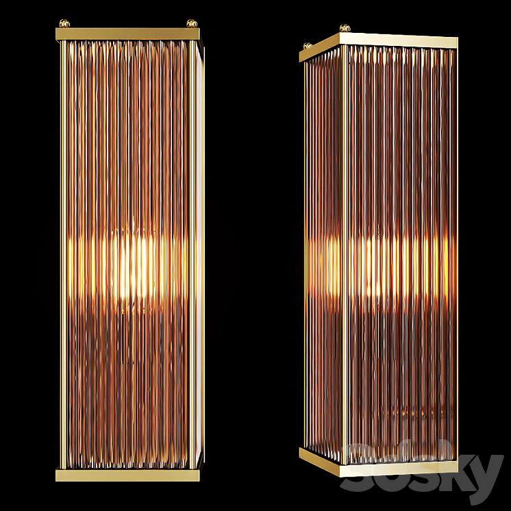 Restoration Hardware MARAIS RECTANGULAR SCONCE Brass and smoke glass 3DS Max - thumbnail 1