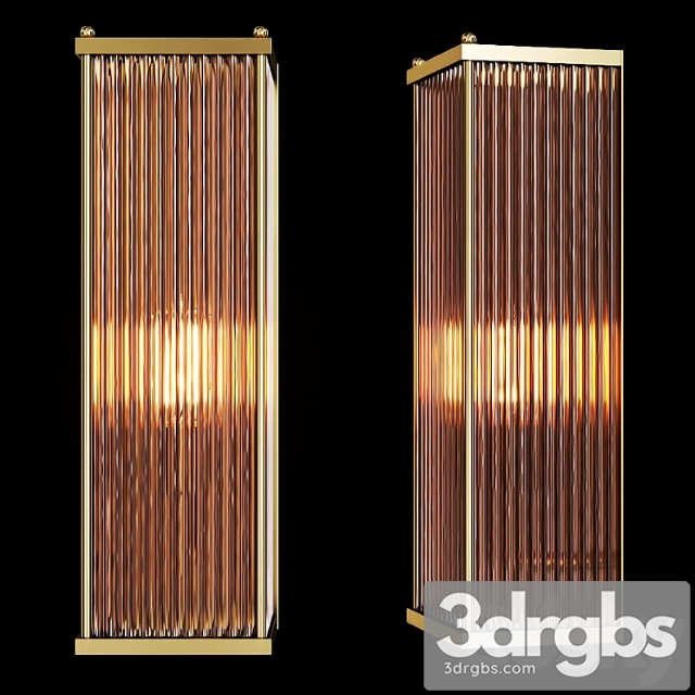 Restoration hardware marais rectangular sconce brass and smoke glass 3dsmax Download - thumbnail 1