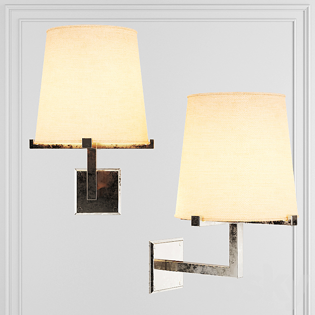 Restoration Hardware PAUILLAC GRAND SCONCE Fabric shade and Nickel 3ds Max - thumbnail 1