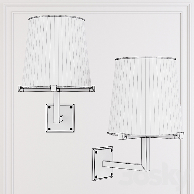 Restoration Hardware PAUILLAC GRAND SCONCE Fabric shade and Nickel 3ds Max - thumbnail 2