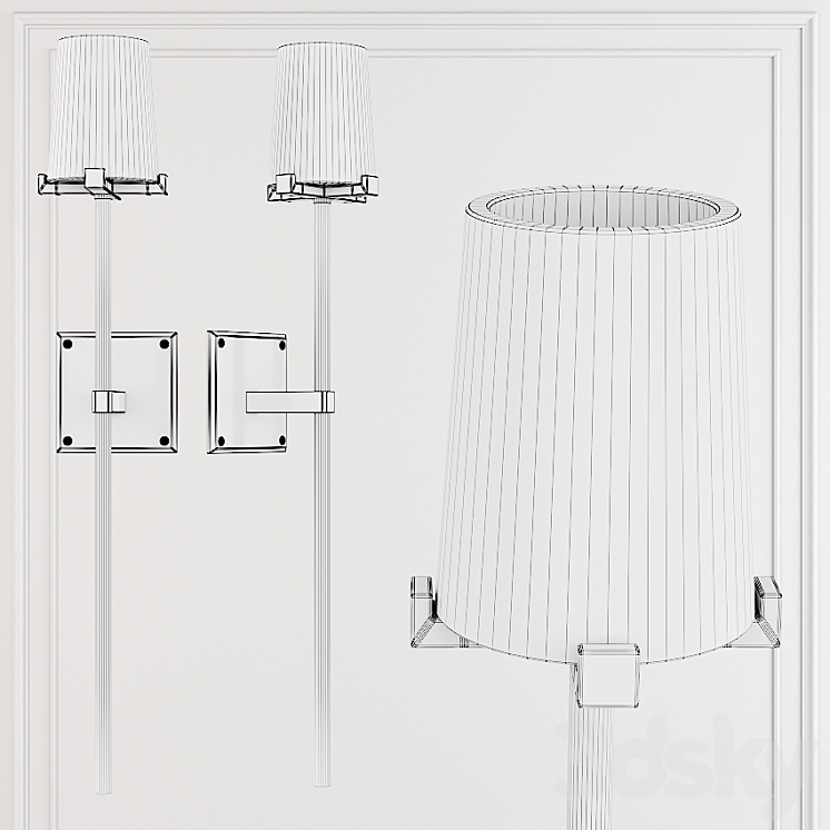 Restoration Hardware PAUILLAC TORCHE SCONCE Glass shade and Black 3DS Max - thumbnail 2