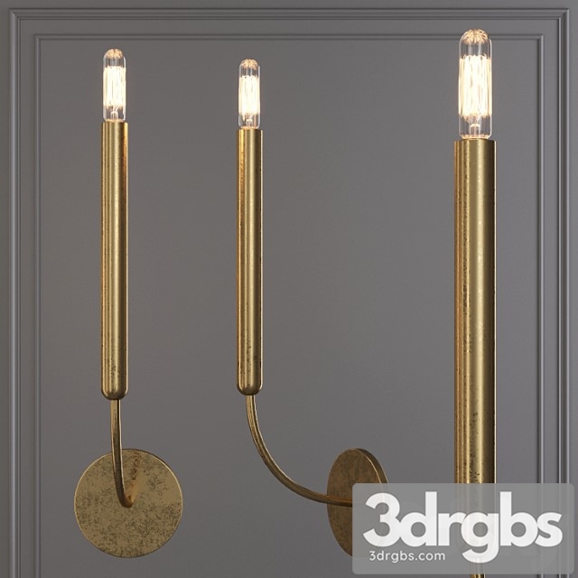 Restoration hardware quenouilles single sconce brass 3dsmax Download - thumbnail 1