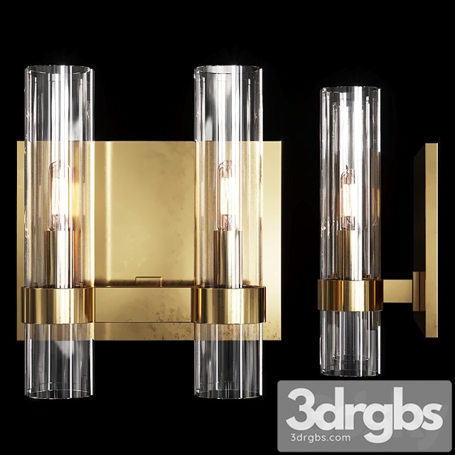 Restoration hardware ravelle double sconce brass 3dsmax Download - thumbnail 1