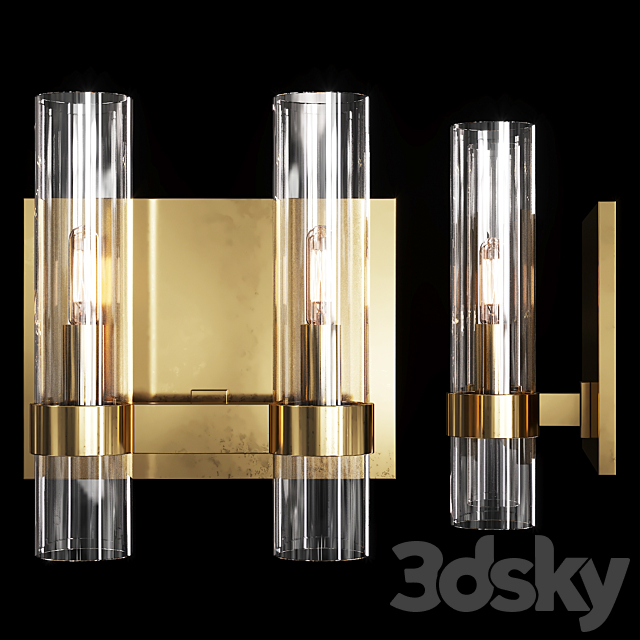 Restoration Hardware RAVELLE DOUBLE SCONCE Brass 3DSMax File - thumbnail 1