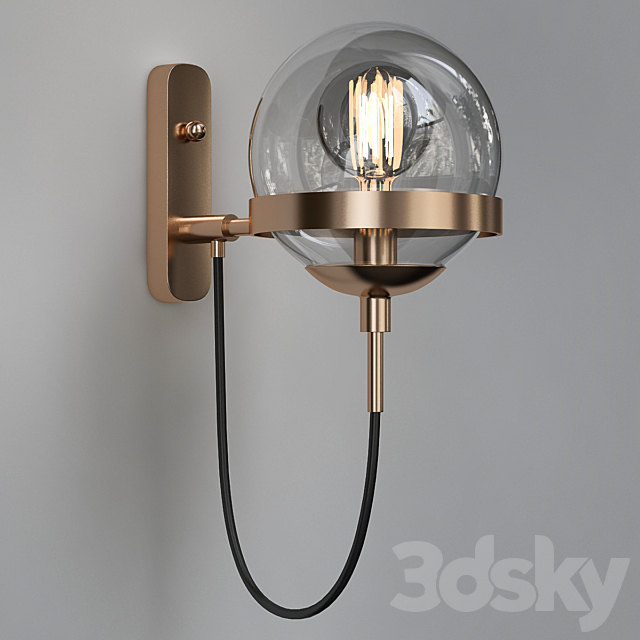 Retro Antique Brass 1-Light Wall Sconce 3DSMax File - thumbnail 1