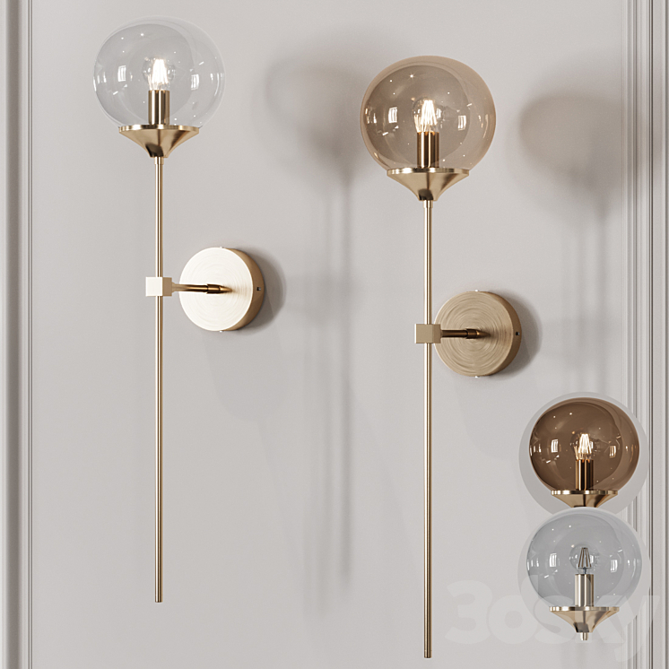 Retro Long Pole Brass Contemporary Wall Sconce 3DS Max - thumbnail 1