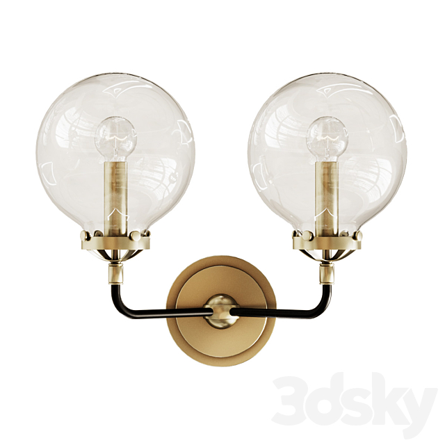 Rh bistro globe clear glass double sconce 3ds Max - thumbnail 1