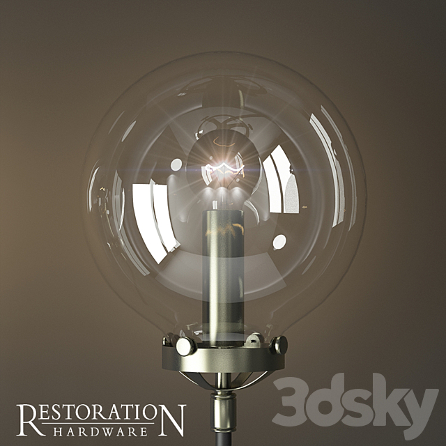 Rh bistro globe clear glass double sconce 3ds Max - thumbnail 3