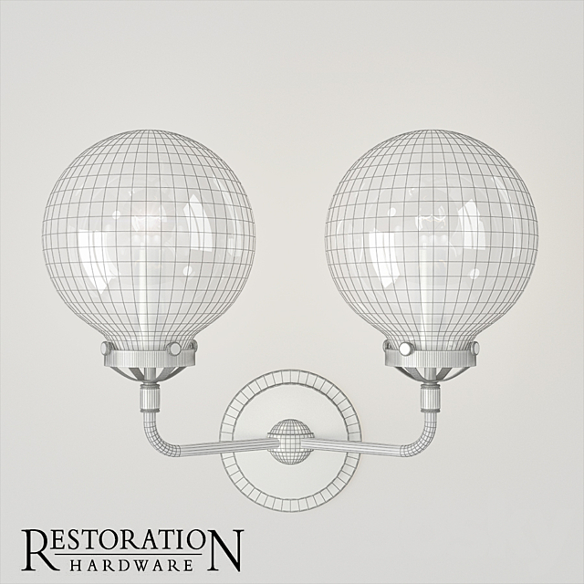 Rh bistro globe clear glass double sconce 3DSMax File - thumbnail 4