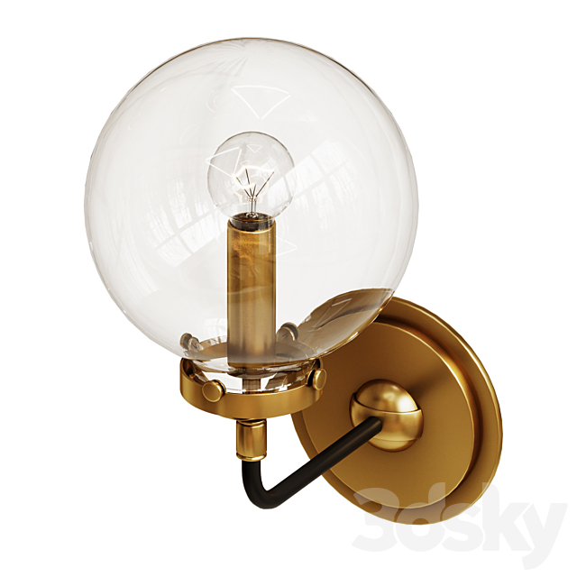 Rh bistro globe clear glass single sconce 3DSMax File - thumbnail 1