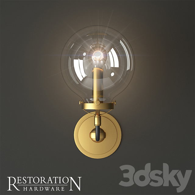 Rh bistro globe clear glass single sconce 3DSMax File - thumbnail 2