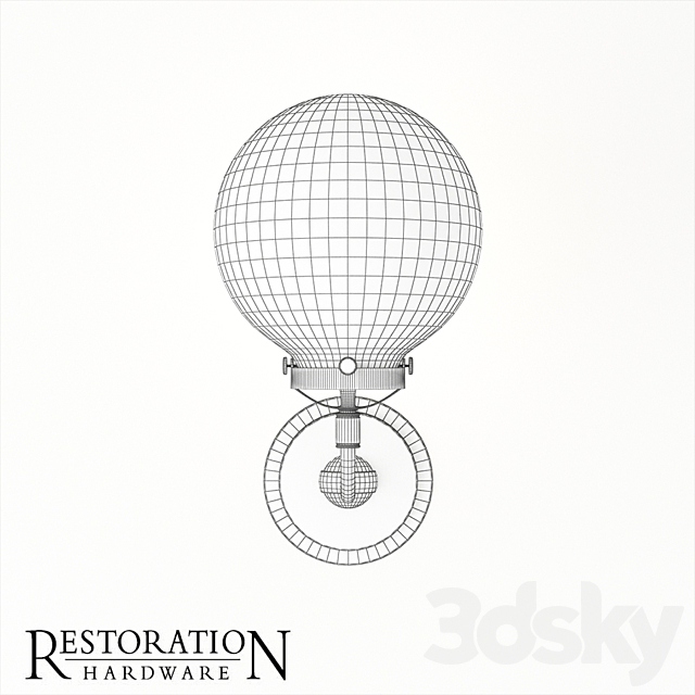 Rh bistro globe clear glass single sconce 3DSMax File - thumbnail 4