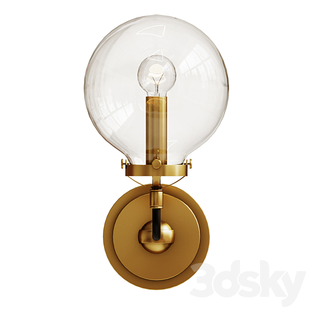 Rh bistro globe clear glass single sconce 3DSMax File - thumbnail 5