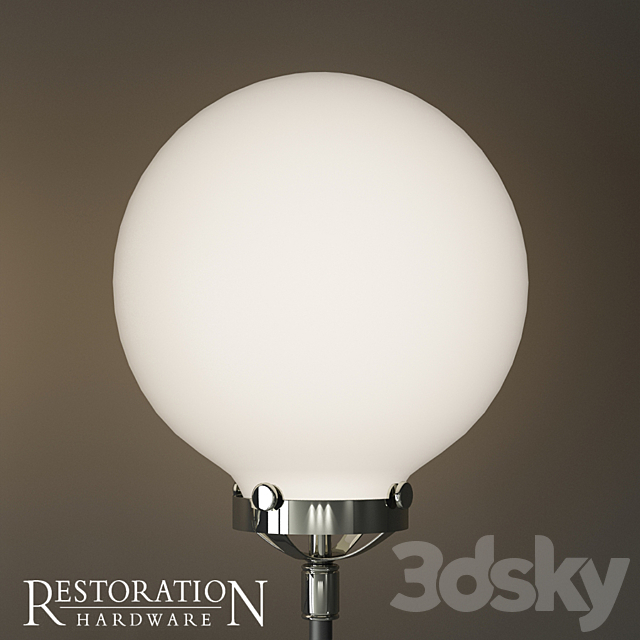 Rh bistro globe milk glass double sconce 3ds Max - thumbnail 3