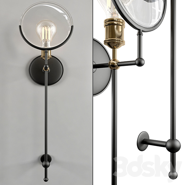 RH Gaslight Lens Sconce 3 3DSMax File - thumbnail 1