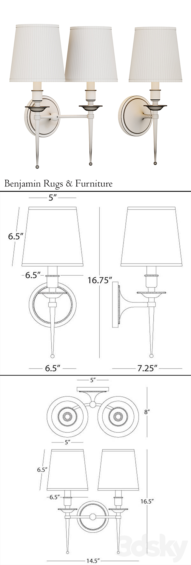 Robert Abbey Cedric 1-Light. 2-Light Wall Sconce.2 3DSMax File - thumbnail 3