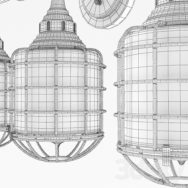 RUSTIC LOFT CAGE BATH LIGHT WL 3DS Max Model - thumbnail 3