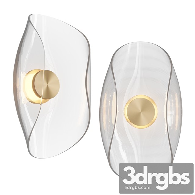 Sample pair liquid swirl glass & brass contemporary wall light sconce - thumbnail 1