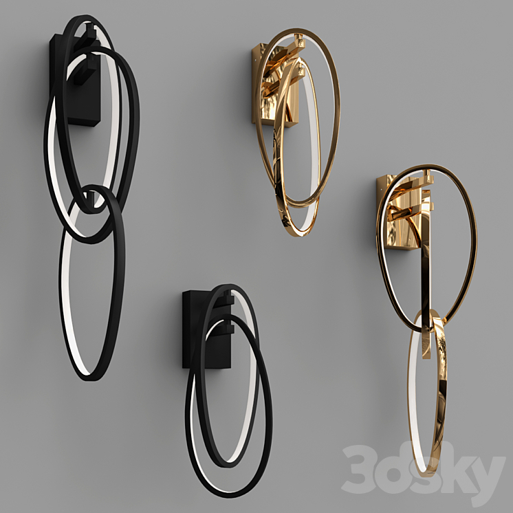 Sconce 3 Chain Link Gold 3DS Max - thumbnail 2