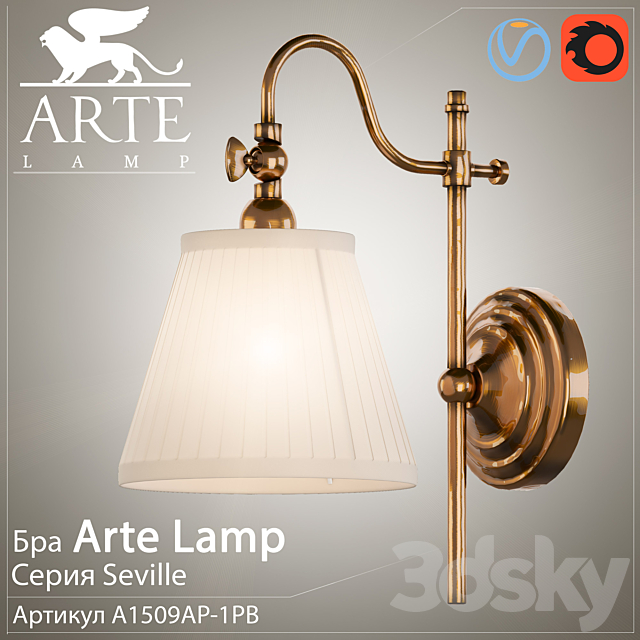 Sconce Arte Lamp Seville A1509AP-1PB 3DSMax File - thumbnail 1