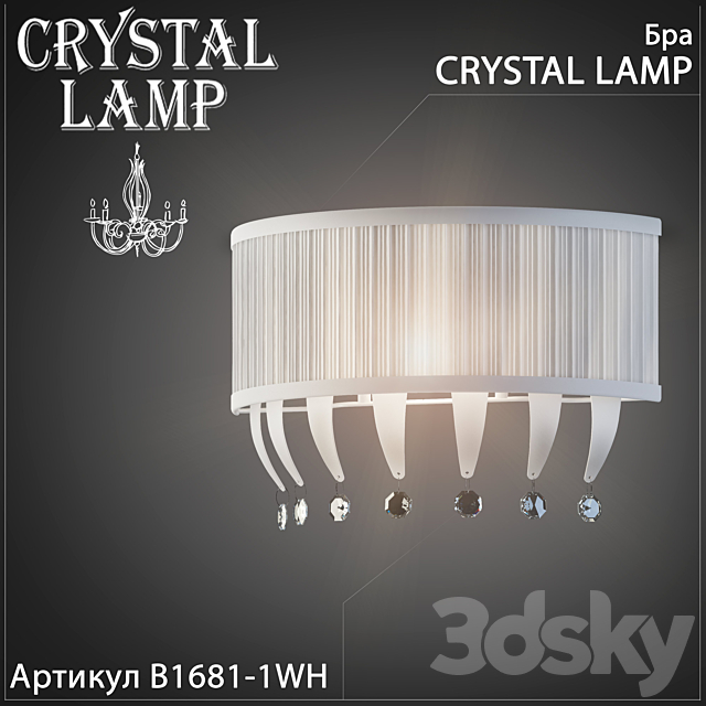 Sconce Crystal Lamp B1681-1WH 3ds Max - thumbnail 1