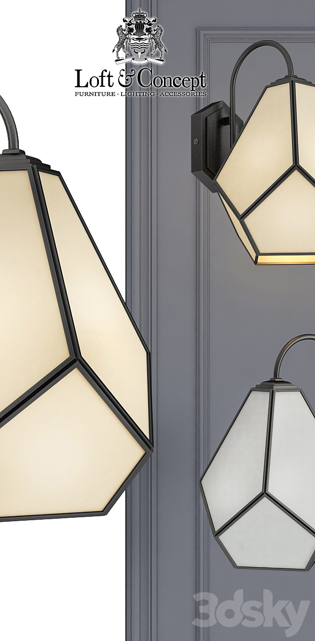 Sconce Geometry Glass Light Bra Milk 3DSMax File - thumbnail 2