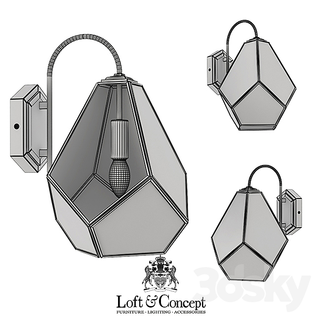 Sconce Geometry Glass Light Bra Milk 3DSMax File - thumbnail 3