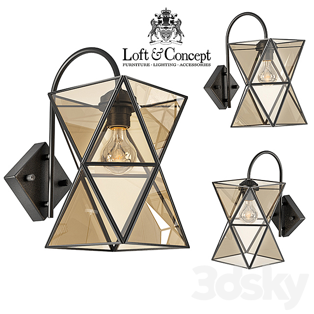 Sconce PolyPyramid Glass Bra Cognac 3DSMax File - thumbnail 1