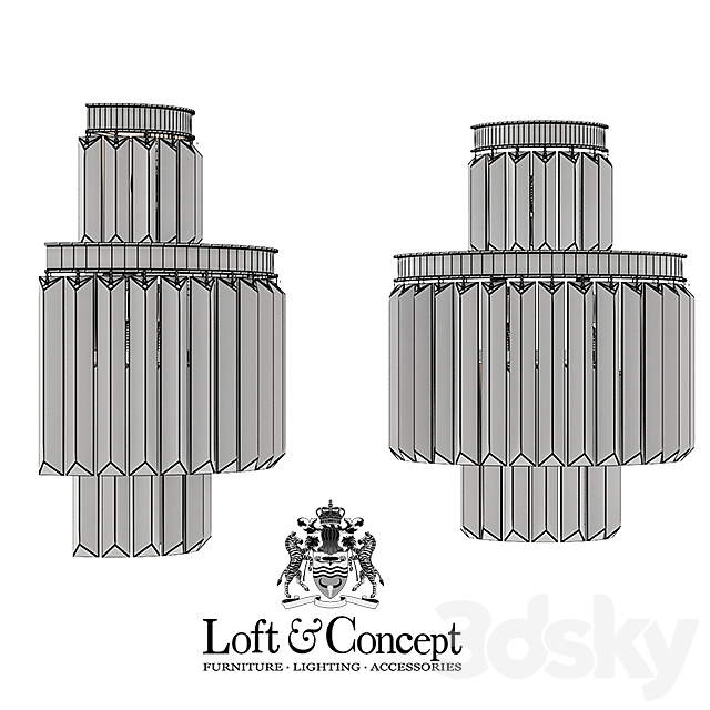 Sconce RH 1920s Odeon Clear Glass Fringe Bra – 3 rings 3DSMax File - thumbnail 3