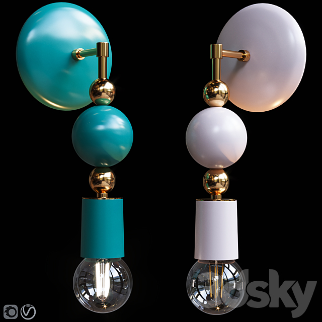 Sconce Sphere Emerald and Blush 3ds Max - thumbnail 1