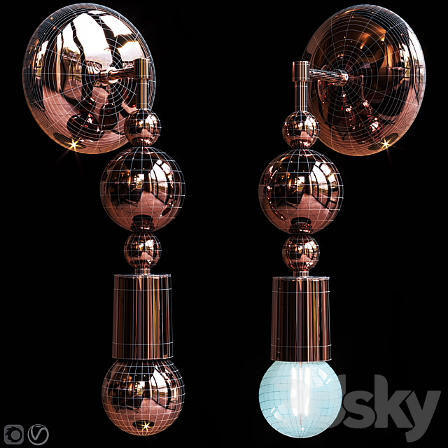 Sconce Sphere Emerald and Blush 3ds Max - thumbnail 2