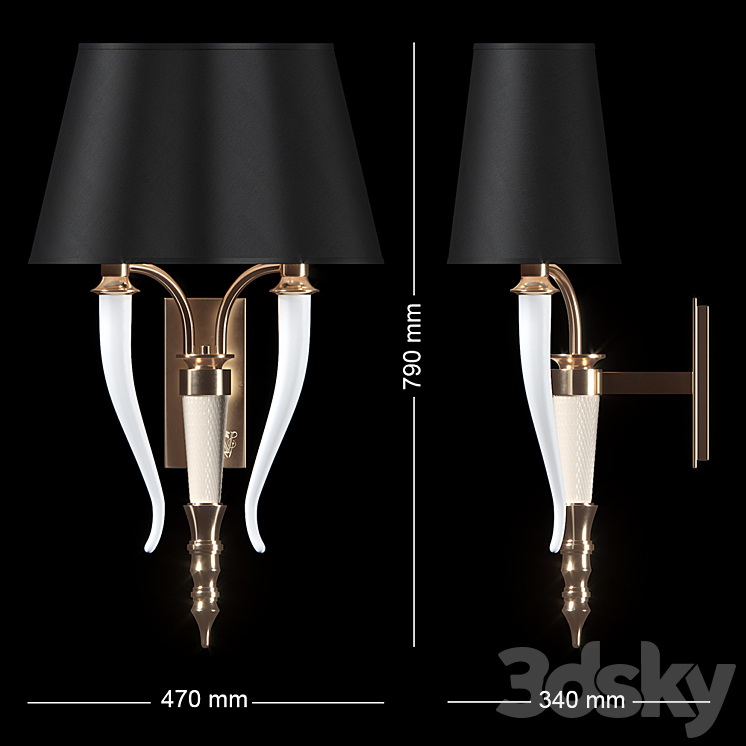 Sconce Visionnaire (IPE Cavalli) Esmeralda 3DS Max - thumbnail 2