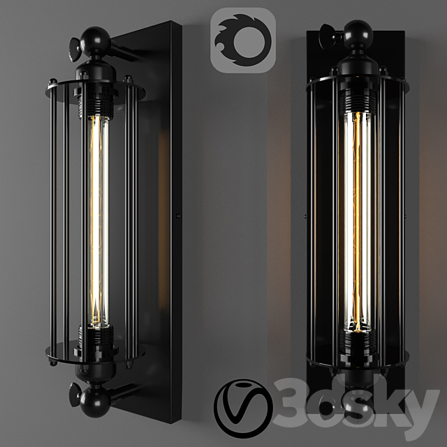 Tesla Cage Wall Light 3ds Max - thumbnail 1