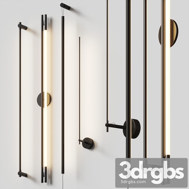 Thin Black Wall Lamps Set 3dsmax Download - thumbnail 1