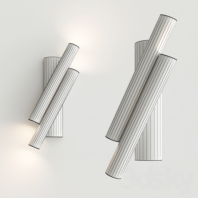 Two oblique rods wall 3ds Max - thumbnail 3