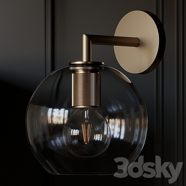 Utilitaire Globe Shade Single Sconce 3 Type Materials 3DSMax File - thumbnail 3